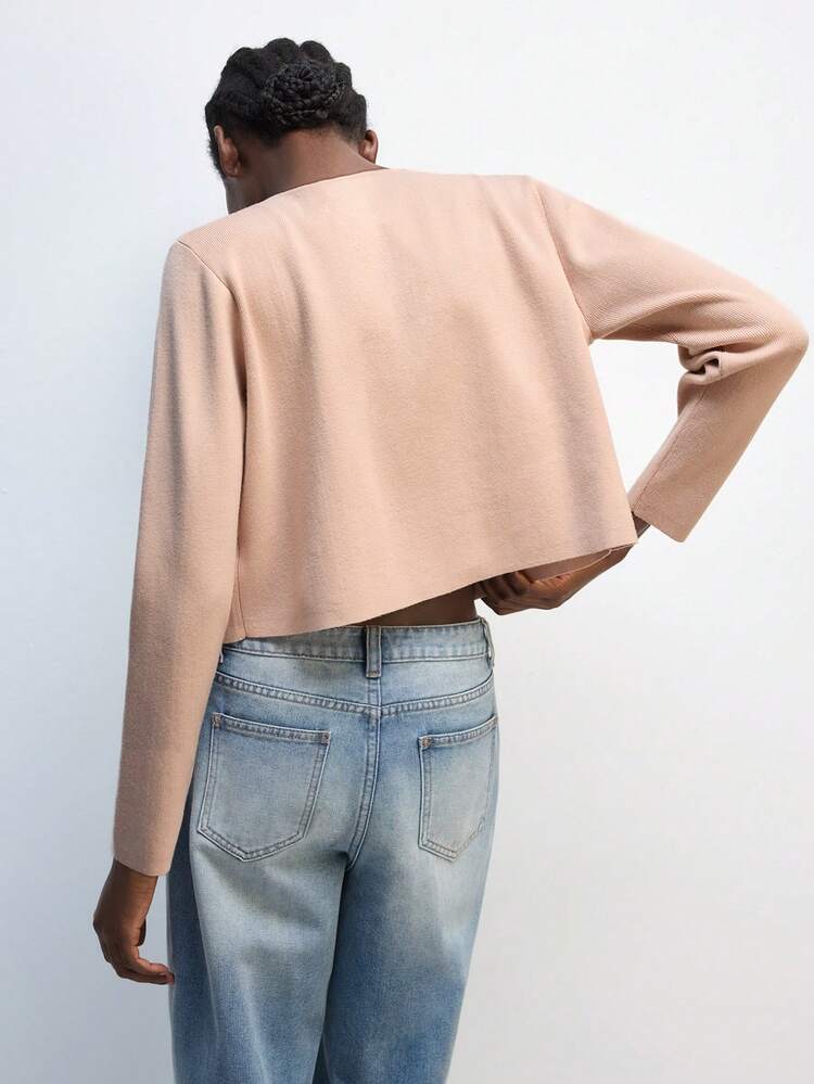SHEIN Maija Women's Spring New Pink & Apricot Rhinestone Cardigan Set, Elegant Urban Chic Tops For Outings, Vacation, Holiday Party, Date, Music Festival, Beach Holiday, Casual & Romantic City Holiday, Suitable For Outings, Gatherings, Weddings, Guests, Graduation Season