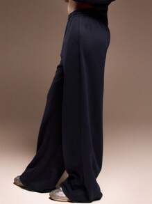 MUSERA Mid Rise Roll Waistband Wide Leg Jogger Cute Vacation For  Chic Elegant - Blue - View 4