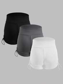 SHEIN Casual High-Waisted Adjustable Waist Maternity Shorts - Multicolor - View 2