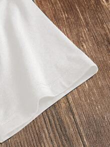 SHEIN Essnce 1pc Clover Print Round Neck Short Sleeve Tee - White - View 3