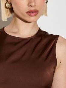 AiiRZ Elegant Satin Evening Maxi Dress With Color Block Panel Design Sleeveless Formal Gown Perfect For Weddings Galas Special Occasions