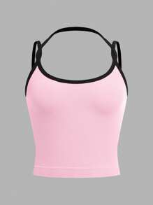 SHEIN Tween Girls' 2pcs Set Minimalist Padded Cami Tops, Soft & Skin-Friendly Adjustable Strap Racerback Camisole Bras - Multicolor - View 7