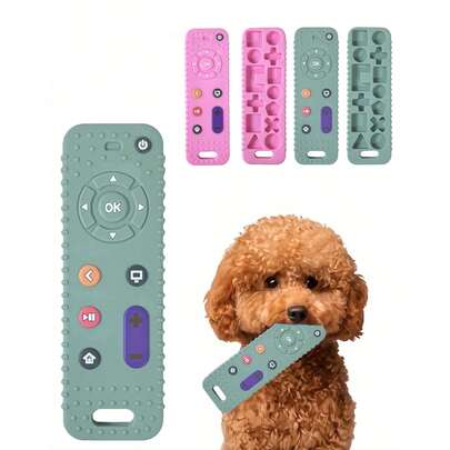 1 件装硅胶狗狗出牙玩具，可咀嚼遥控器，适合幼犬，牙齿清洁玩具，适合小型犬