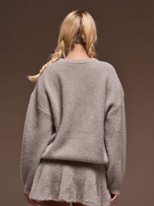 MUSERA Relaxed Fit Crew Neck Fluffy Knit Long Sleeve Jumper Spring Summer Cute Casual Y2k 90's Brunch
