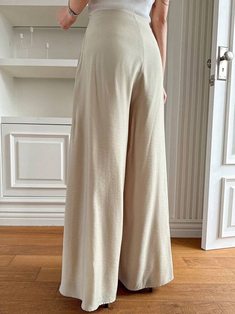 Women's Solid Colored Loose Wide Leg Pants, Elegant Culottes For Summer,Teacher Pants