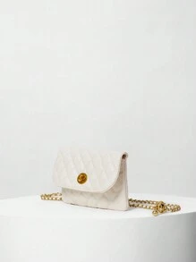 New Fashion Rhombus Embroidery Detachable Chain Mini Multifunctional Waist Bag, Versatile As Belt, Shoulder Strap Or Crossbody