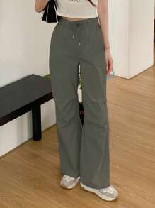 DAZY Pantalones con bolsillos en diagonal y cordón ajustable en la cintura