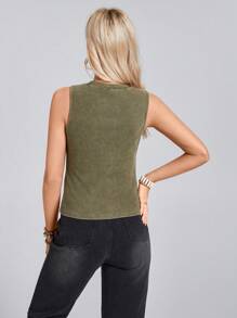 SHEIN LUNE Top de tirantes verde lavado de corte slim, estilo minimalista, adecuado para el verano