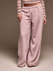 MUSERA Quần jogger ống rộng cạp thấp có dây rút, kiểu dáng dễ thương cho kỳ nghỉ Chủ nhật, thích hợp mặc đi sân bay hoặc mùa hè. - Hồng - Xem 2