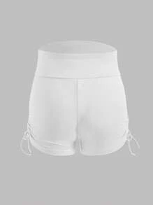 SHEIN Casual High-Waisted Adjustable Waist Maternity Shorts - Multicolor - View 9