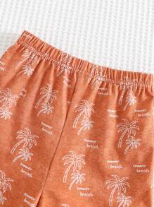 Cozy Pixies 男婴花卉印花撞色针织柔软圆领短袖上衣和松紧腰短裤 2 件套 - 彩色 - 查看 4