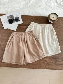 SHEIN LMoss Kids 3er Pack Jungen Lässig Sport Shorts Set, einfarbig mit elastischem Bund und Knopfverzierung, bequem und vielseitig einsetzbar, geeignet für Kleine Jungen, Schulanfang, Geburtstagsfeiern, Abendveranstaltungen, Aufführungen, Hochzeiten, Taufen, Eröffnungszeremonien, Alltagskleidung, Schule, Reisen, Sport, Frühling und Sommer - Verschiedenfarbig - Übersicht 8