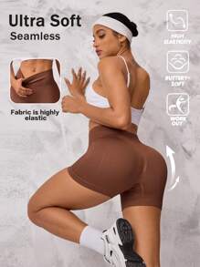 Easithlete 无缝针织罗纹纯色日常健身运动短裤骑行短裤