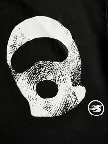 Manfinity NXTstreet Herren Digital bedrucktes, locker gestricktes Kurzarm Rundhals T-Shirt, geeignet für den Sommer - Schwarz - Übersicht 5