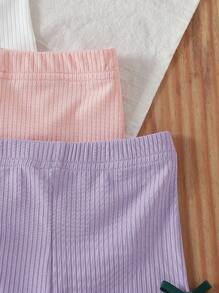 2pcs/Pack Girls' Summer Knit Ruffle Hem Shorts - Multicolor - View 3