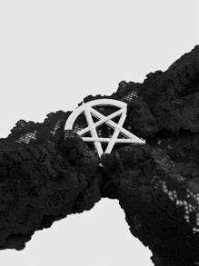 ROMWE Goth 1 pieza Tanga de encaje con anillo de metal con estrella gótica
