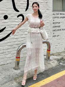 DAZY 2-teiliges Set aus Strickoberteil und Rock für Damen, Unifarben, Cut Out