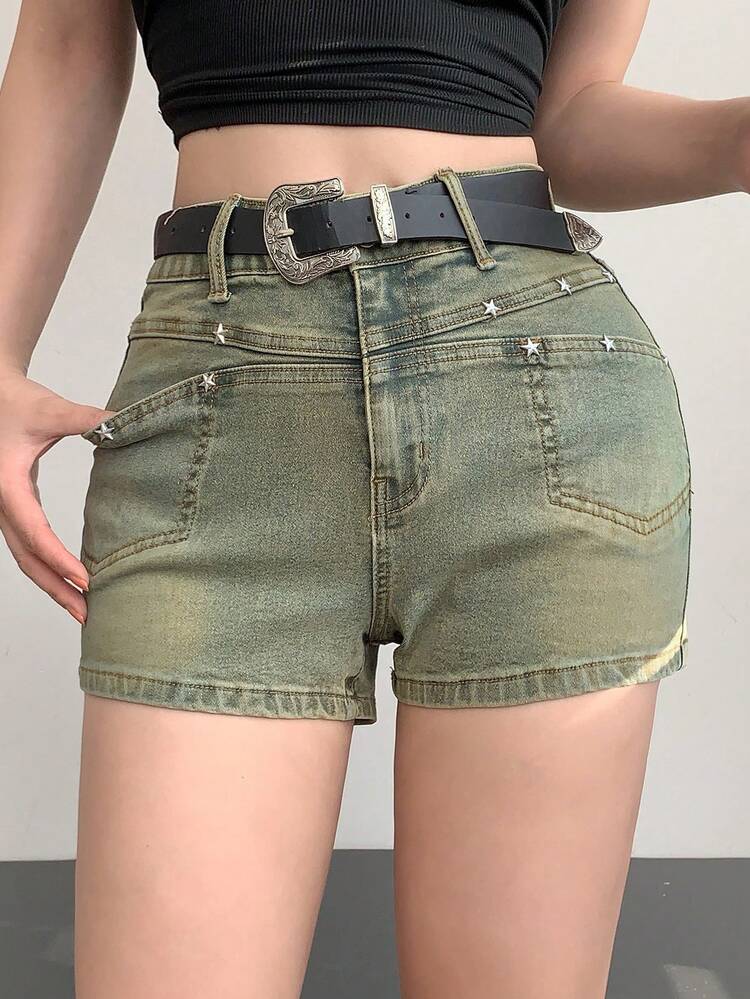 Women's Casual Washed Distressed Denim Shorts Jorts