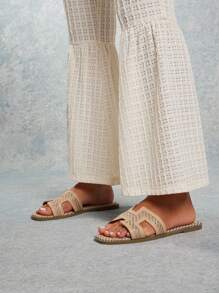 SHUZIA Giày đế bằng mũi vuông mùa hè cho nữ Giày đi nghỉ Giày thường Giày đi biển Quà tặng Ngày của Mẹ - Màu be - Xem 4