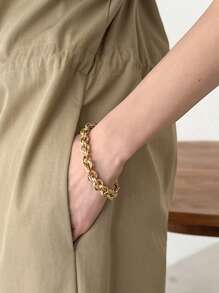 FRIFUL 1pc Women Casual Solid Color Drawstring Waist Jumpsuit For Women Lounge Sets For Women - Khaki - View 5