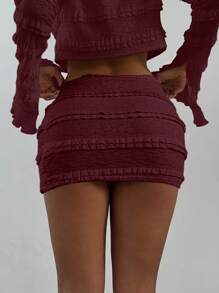 Aloruh Women's Lace Cake Mesh Mini Skirt