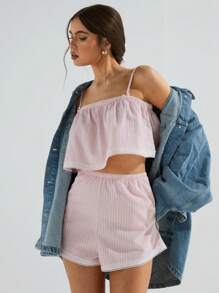 Athîral 2 Stücke Damen Camisole Top und Shorts Set, minimalistischer Alltags Lässig-Wear