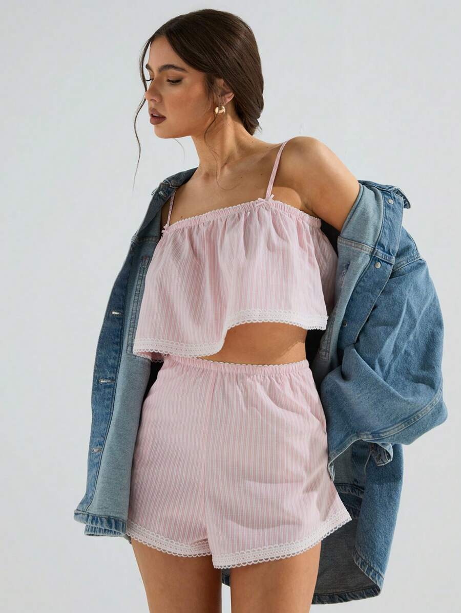 Athîral 2 Stücke Damen Camisole Top und Shorts Set, minimalistischer Alltags Lässig-Wear