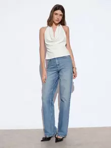 Maija Blusa elegante y sexy de punto de cable con espalda abierta para mujer, apropiada para primavera/verano, casual, romántica, para ciudad y vacaciones, adecuada para Pascua, reuniones y bodas