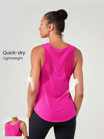 GLOWMODE Lightweight Gear Up Mesh Curved Hem Tank Top Gym Workout Daily Spring  Spring Summer
