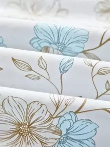 2/3pcs Printed Light Blue Flower Spring And Summer Flower Quilt Cover Set, Boys And Girls,School Student,Dormitory Dress-Up,Bedding, Soft And Skin-Friendly Quilt Cover, Printed Quilt Cover And Pillowcase, Excluding Quilt Cover, Suitable For Double Full-Size Queen Bed, Suitable For All Seasons, Home Decoration, Gifts, Machine Washable Quilt Cover Pillowcase Set Of Three,TwinFullQueenKing