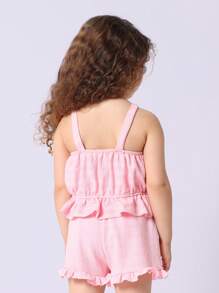 SUMWON Textured Peplum Tank Top With Ruffle Trim Kids Summer Sleeveless Blouse Smocked Spring Girls Casual Party Holiday Beach Vacation Wear