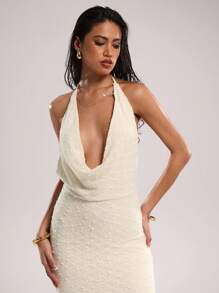 SHEIN BAE 女士休闲宽松圆领无袖连衣裙，简约时尚，适合日常穿着 - 白色 - 查看 5