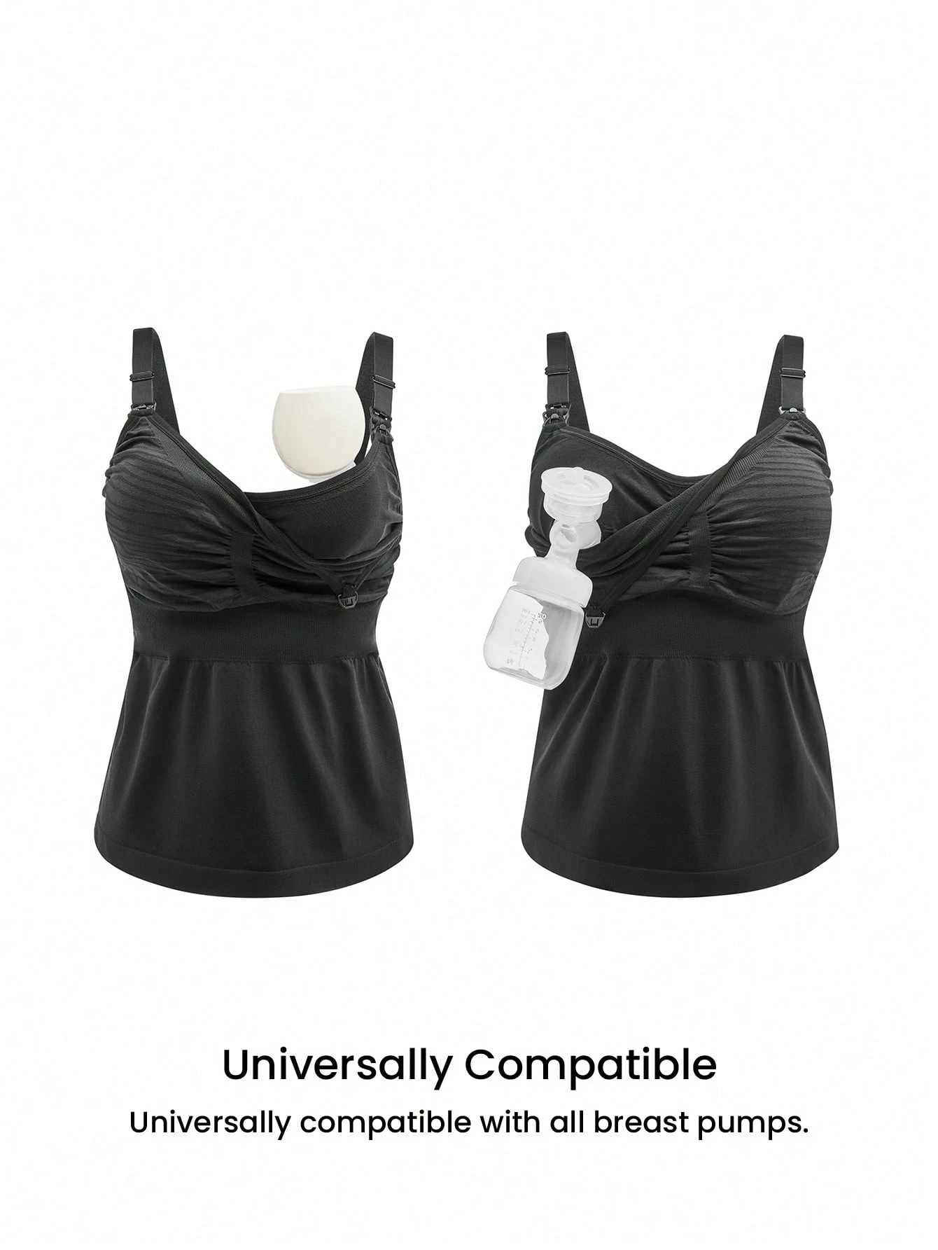 Canotta nera senza cuciture e senza mani per l'allattamento, top per l'allattamento e la spremitura, cami per il post-parto per l'allattamento e la spremitura, comoda canotta da maternità senza reggiseno per la maternità