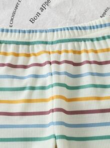 Baby Girl Ribbed Fabric Ribbed Print Pants - Apricot - View 4