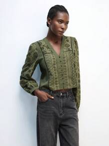 Maija Women's New Spring And Summer Green Holiday Elegant Modern Urban Daily Casual Shirt Suitable For Going Out Festival Party Date Wear Party Wedding Music Festival Old Money Bohemian 90s Women's Clothing