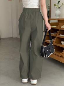 DAZY Pantalones con bolsillos en diagonal y cordón ajustable en la cintura