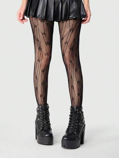 Grunge Punk Pantimedia/Medias para mujer con diseño floral lindo, apto para faldas
