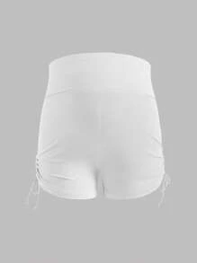 SHEIN Casual High-Waisted Adjustable Waist Maternity Shorts - Multicolor - View 11
