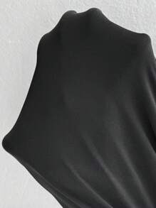 SHEIN EZwear 大码商务休闲女装，女士教师装，黑色简约时尚休闲日常裙子，春夏装 - 黑色 - 查看 6