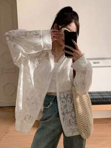 DAZY Women's Loose Fit Hooded Thin Jacket With Paisley Flower Print