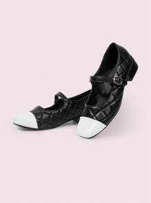 CUCCOO DOLLMOD CUCCOO Fashion Metal Black Mary Jane Platform Pumps - Black and White - View 2