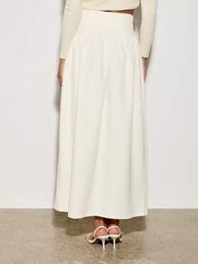 AiiRZ Designer A-Line Maxi Skirt Elegant High Waist Long Skirt Volume Wedding Reception Party Evening Formal Occasion Chic - White - View 2