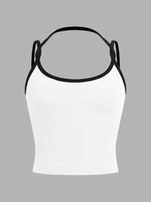 SHEIN Tween Girls' 2pcs Set Minimalist Padded Cami Tops, Soft & Skin-Friendly Adjustable Strap Racerback Camisole Bras - Multicolor - View 5