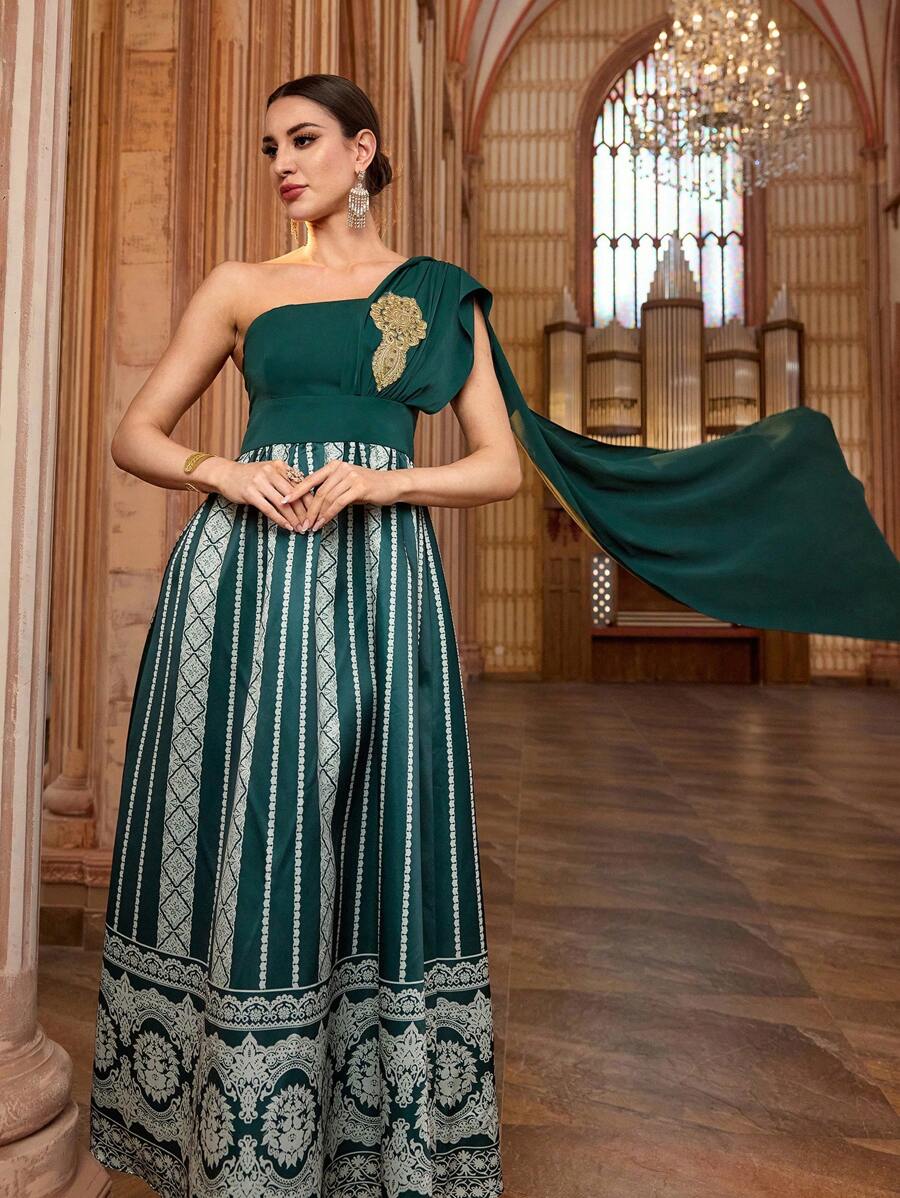 Al Najma 女士土耳其和阿拉伯传统长袍 - 綠色 - 查看 1