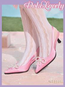 Dola Lovely Beaded Women's Black High Heel Pointed Toe Pumps Spring Break Easter - Pink - View 8