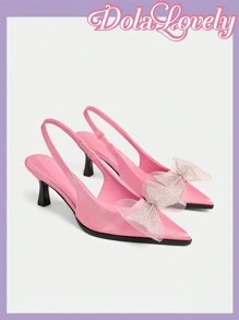 Dola Lovely Beaded Black Pointed Toe High Heel Pumps Spring Break Easter - Pink - View 6