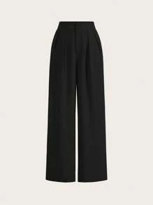 Poéselle Summer High-Waisted Pants Multi-Piece Set, Wide Leg Pants High Waist Fold Pleated Wide Leg Pants, Pants, Loose Fit, Long Pants - Mint Green - View 4