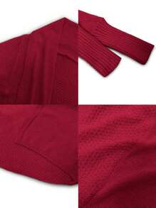 EMERY ROSE Áo khoác cardigan tay cánh dơi màu trơn có cổ áo choàng cho nữ, thường ngày - Màu Đỏ Sâu - Xem 4