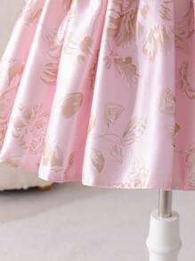 SHEIN Glamorique Kids Girls Lovely Vacation/Wedding Party Dress, High Quality Pink Flower Girl Banquet Dress With 3D Floral Decor, Suitable For Special Occasions - Pink - View 9