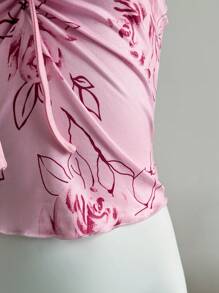 Elamini Áo ba lỗ nữ bó sát phong cách ballet nơ nơ ngọt ngào tinh khiết - Hồng - Xem 3